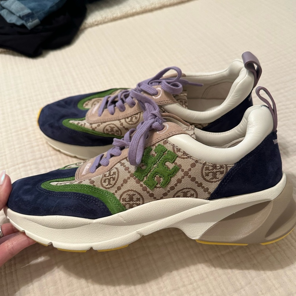 Tory Burch Multicolor Logo-Patch Lace-Up Sneakers - Picture 2 of 5